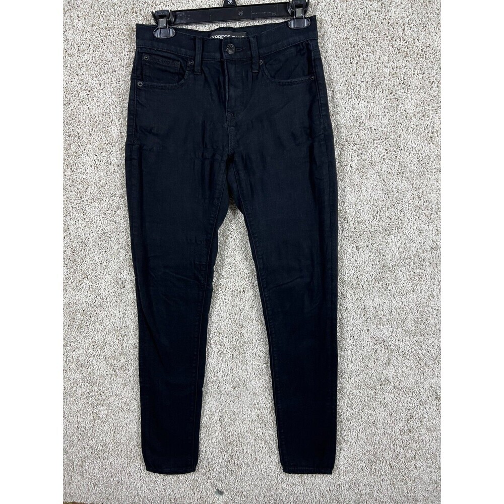 EXPRESS Jeans Womens Black Wash Slim Straight Stretch Denim size 0R